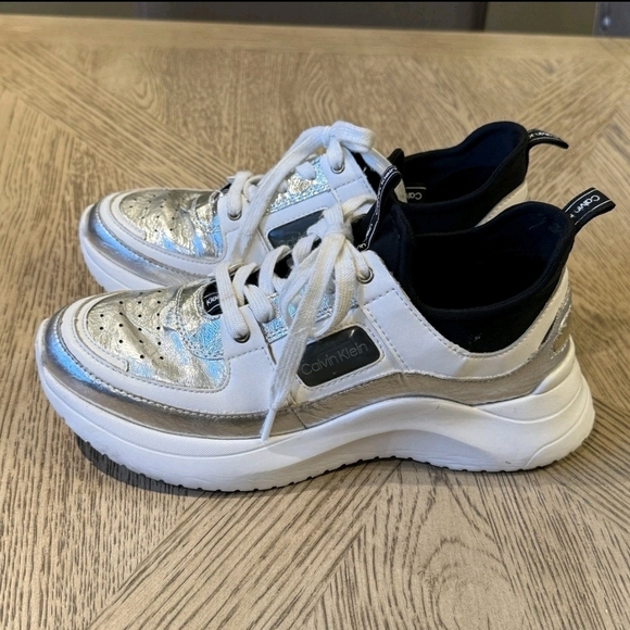 Calvin Klein Shoes - Calvin Klein Silver and White Sneakers